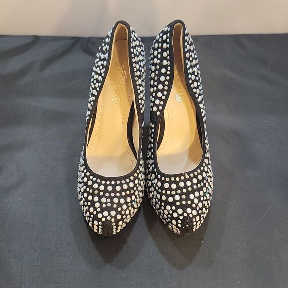 BRAND NEW HEM FASHION Closed Toe PEARL STUDDED PLATFORM HIGH HEEL PUMP - Picture 2 of 16